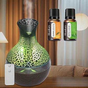 Send 2 Oils,300ml Aromatherapy Diffuser With Remote  7 Color LED, Ultra Quiet USB Humidifier For Bedroom And