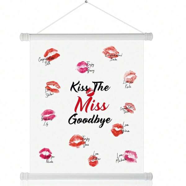 "Küsse die Braut Goodbye" Unterschriften-Hängeposter, Alternative zum Gästebuch für Junggesellinnenabschied, Bridal-Shower Spiel Zubehör für Braut und Brautjungfern, fertig zum Aufhängen, Erinnerungsstück für Junggesellinnenabschied, Materialien für Junggesellinnenabend, Spiele für Junggesellinnenabend, Ideen für Junggesellinnenabend, Junggesellinnenabend in Großbritannien, Junggesellinnenausflug, Junggesellinnenparty Zubehör