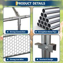 13ft Metal Poultry Cages With Waterproof Cover - Large 157" Walk-In Poultry Cage For Chickens, Ducks, Rabbits (4 Lockable Doors)