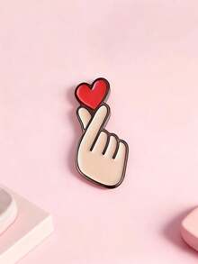 6pcs/5pcs/4pcs/3pcs/2pcs/1pc Cute Cartoon Heart-Shaped Enamel Pins, Couple Alloy Brooches, Backpack Metal Badge Accessories, Casual Style Jewelry Decorations "I Love You" Hand Gesture Multifunctional Ornaments Costume Accessories Bag Charms Office Accessories Christmas Gift - A - View 5