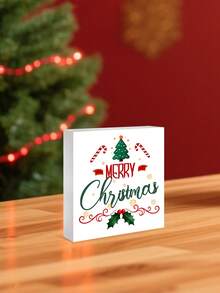 1 buc/4 buc Elemente de Crăciun și Design de Binecuvântare cu Text - Ornament de Decor Pătrat din PVC pentru Desktop, Cadouri de Crăciun, Cadouri Excelente pentru Femei, Decorare, Potrivit pentru Acasă, Raft de Cărți, Desktop, Decorare de Birou