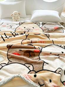 1pc Christmas Floral Pattern Blanket, Soft Double-Layer Raschel Throw Blanket, Long Plush Warm & Cozy For Bedroom, Living Room, Travel