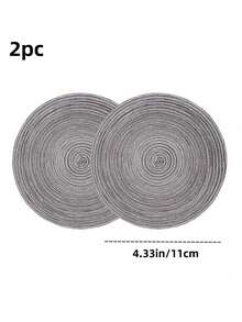 Alas Piring dan Tatakan Gelas Bundar 2pcs/12pcs Set, Cocok untuk Meja Makan, Alas Piring dan Tatakan Gelas Tenun Katun 15 Inci, Dapat Dicuci, Bolak-balik, Cocok untuk Dapur, Pesta Liburan, Pesta Makan Malam, Pertemuan Keluarga (Abu-abu Gelap) - Dark Grey - View 17