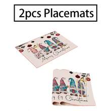 2/4/6pcs Christmas Happy Placemats, Gray Gnome Fantasy Snow Tree Branch Design Rectangular Placemats, 12x18 Inch, Suitable For Kitchen, Dining Room, Coffee, Party/Wedding Decor, Seasonal Winter Christmas Table Mats, Home Dining Table Decor, Party Decor, Christmas Decor, Holiday, Dining, Home Decor