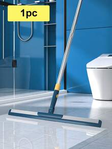 1pc Silicone+Aluminum Alloy 2-In-1 Mop & Squeegee, Adjustable Telescoping Handle Floor Glass Wiper, Slouchy Squeegee For Bathroom Kitchen Floor Cleaning