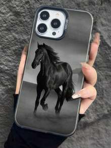 1 pieza Funda de teléfono con acabado mate, patrón de caballo, suave, antideslizante y antideslizante, con botón independiente + cámara independiente para iPhone 17, iPhone Air 15, 16 Pro Max, 14 Plus, 12, 13, 11 Pro Max, SE, 7, 8, 14 Pro, XR, XS, 12 Mini