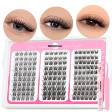Ship From US,MOONKALI 12 Rows 132/144 Cluster Diy Segment Eyelashes Kit,Individual Lashes Extension Natural Set,0.07 D 8-18mm, False Eyelashes Natural Looking & Lightweight Lashes, Eyelash Glue Bond & Seal, Lash Remover, Tweezers - 黑色 - 查看 11