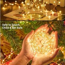 Battery Powered Fairy Light, 10 Foot 120LED Firecracker String Light, Waterproof Silver Wire Spark Light, Suitable For DIY Flower Garlands, Home Weeding, Indoor And Outdoor Christmas Decorations, Multi-Color,Valentine's Day Gifts For Girlfriends - 暖白色 - 查看 5