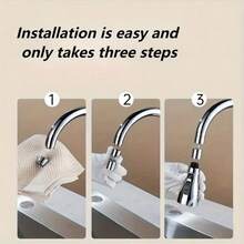 1 pieza Extensión de grifo de cocina, Accesorio de rociador de grifo de ABS y cobre con giro de 360°, con ajuste de presión de agua de 3 configuraciones, anti-salpicaduras