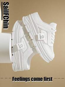 2025 Spring/Summer New Women's Casual Shoes With Women's Platform Soles Shoes, White Shoes, Comfortable Sports Shoes , Party Shoes, For Cropped Women's Sporty Style