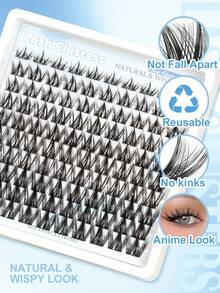 10-16毫米 CC 卷度 轻盈飘逸 自然妆效假睫毛簇，卡通风格，100 簇单根假睫毛，多用途 DIY 假睫毛嫁接，新手易上手，送给女性和女孩的绝佳礼物 - D - 查看 3