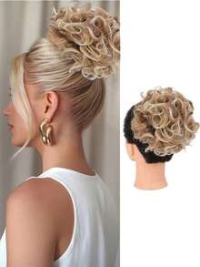 Synthetic Wig Hair Band Elastic Large Steel Comb Pull Flower Hair Pack Wavy Ponytail Natural Simulation Curly Hair Seamless Messy Hair Band Hair Pack - Multicolor - View 15