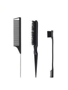 3pcs/Set Kids Hair Styling Tools, Include Hair Comb, Eyebrow Brush, Color Streak Brush