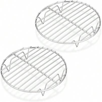 2-Pack 7.5 Inch Round Stainless Steel Cooking Racks, For Baking, Cooling, Steaming - Fits Air Fryer, Pressure Cooker, Oven  & Dishwasher