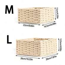 1pc/3pcs Woven Storage Basket, Rattan Desk Organizer Tray For Cosmetics, Keys, Snacks, Home Decor, Bedroom, Living Room, Study, Office, Handmade Decorative Basket, Ideal Gift (Beige) - Beige - View 10