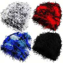 4pcs Distressed Knitted Beanie Fuzzy Winter Hats Thick Warm Beanies Snow Hats Skull For Men Outdoor Ski Knit Cap Winter Warm