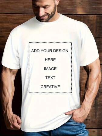 Customizable Men's T-Shirt - Personalized Design/Text/Image/Graphic - Striped & Geometric Patterns - Black/White/Red Short Sleeve Round Neck - Durable Machine-Washable Fabric - Big & Tall Sizes - Casual & Outdoor Wear - Father's Day Gift For Dad, Brother, Boyfriend, Customized T Shirt, Classic Round Neck, Allseason Fabric, PLUS SIZE-Men's Fall 100% Cotton T-Shirt Drop Shoulder Sturdy Thick Fabric Work-Casual ​