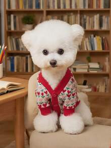 Suéter acogedor de dos patas con diseño de parches tejidos a punto para perros pequeños/medianos, cálido, suave, elástico, ideal para invierno, Navidad, con diseño de corazón