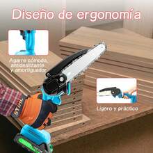 Sierra eléctrica inalámbrica mini de 6 pulgadas (660W)- Sierra de mano con batería recargable, protección contra salpicaduras para cortar madera, podar árboles, jardinería, campamento Motosierra Inalámbrica de Mano 6 Pulgadas, con 3 Cadenas y 1 Batería de Litio Recargable de 21V, 1 Par de guantes, 1 Gafas de protección,1 Cargador, Motosierra Eléctrica Portátil para Jardinería, Cortar Ramas de Arboles, Madera,Mini Motosierra Inalámbrica Portatil 6Inch 21v,Motosierra eléctrica recargable motosierra eléctrica multifunción portátil - Tipo de Enchufe A USA (110-127V) - Ver 5