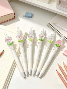 High Quality, Fresh, High-Grade, Ins Style Floral ST Pen, Neutral Pen, Limited Quality Push Pen, Student, Girl's Heart Gift Pendant.