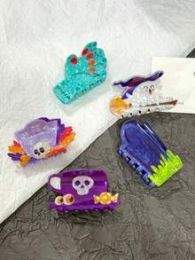 1pc Acrylic Halloween Themed Claw Hair Clip, Suitable For Decorating Hair On The Back Of The Head, Hair Accessory For Party And Street Wear Winter Hair Clutch Elegant Claw Clips