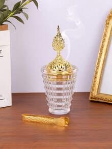 1 Peça/1 Conjunto de Queimador de Aromaterapia de Vidro Transparente Leve e Luxuoso, Queimador de Incenso de Estilo Árabe do Oriente Médio, Pode Ser Usado Como Difusor ou Queimador de Aromaterapia, Para Decoração Doméstica, Quarto, Sala de Estar (Como Peça Central), Escritório, Espaço de Yoga e Festas, Criando uma Atmosfera Elegante