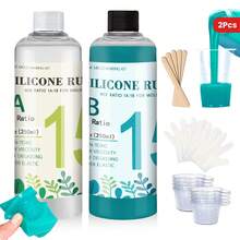 2 件高弹性硅胶模具制作套件，15A 液体硅橡胶，无味 - 1:1 混合比硅胶，适用于 DIY 硅胶模具制作、蜡烛模具、3D 树脂铸造（8.8 盎司 A + 8.8 盎司 B） - 綠色 - 查看 2