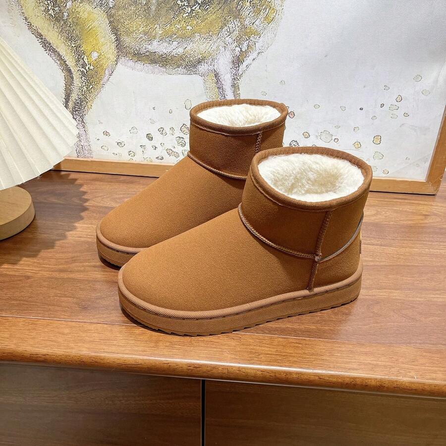 1 Pair Women's Warm Thick Snow Boots, 2025 Autumn/Winter New Arrival, Tube Design, Platform, Fashionable Short Shaft Boots, Slip-On, Outdoor Winter ShoesWinter Short Snow Boots, Multi-Color Thick Warm Anti-Slip Boots, Short Boots With Thick Sole, Warm Boots,Women's Platform Snow Boots Fashionable, Comfortable Outdoor Indoor Black Boots Winter Ankle Boots,