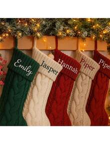 2026 Embroidered Christmas Socks, Personalized Family Christmas Socks, Knitted Socks With Name, Letter Combination Socks, Holiday Decoration Gift - Multicolor - View 3