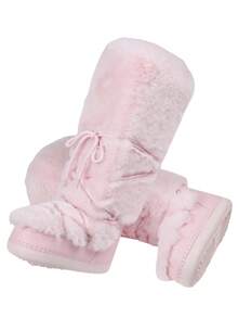 Knee High Boots For Women,Fuzzy Flat Round Toe Rhinestone Lace-Up Slip On Warm Shoes Winter Outdoor Party Chirstmas And Halloween Snow Boots - Hồng - Xem 11