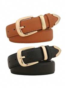 Ladies' Casual Business Retro Versatile Buckle Leather Belt Summer, School Fall, Autumn, Halloween