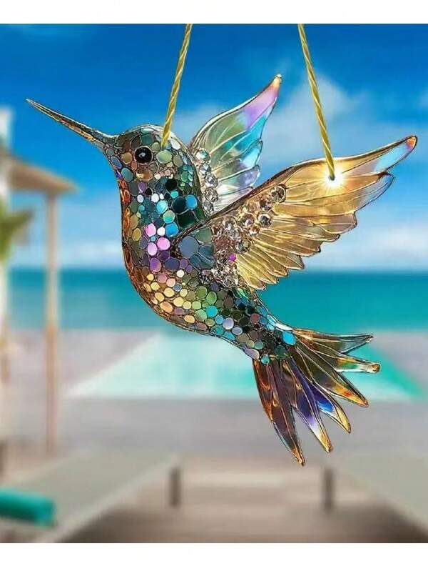 1pc Exquisite Hummingbird Dreamcatcher - Colorful Acrylic Bird Theme, Flat Pattern, Window And Door Hanging Decoration, Multi Functional Decoration, Suitable For All Seasons, Unique Home And Garden Gift Creativity, Suitable For Festival Decoration/Occasion, Ideal For Bird Lovers