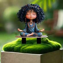 [Holiday Cheer]  Meditation Girl Acrylic Garden  - Tranquil Yard And Bonsai Decor, Ideal Christmas Gift, No Power Needed, Freestanding Design, Outdoor Christmas Decorations For Yard, Best For Christmas