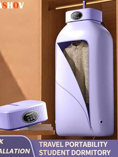 便携式衣物烘干机，迷你定时烘干机 - 适用于公寓、宿舍、房车的紧凑便捷烘干方案 - 快速易用的紧凑型烘干机，配有烘干袋，适用于精致衣物、内衣、小件物品