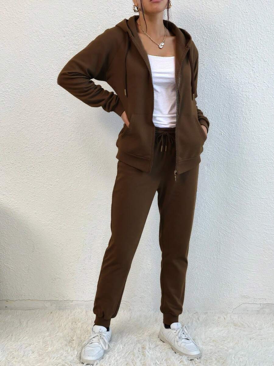 Women Two-Piece Outfits - Brown - View 1