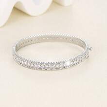 1pc Fashionable & Elegant Zirconia Studded Narrow Bangle Bracelet, Suitable For Daily Wear, Parties And Formal Events