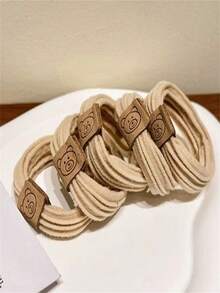 10Ps/5Ps Women's Simple, Fashionable, Cute Little Bear Decoration With High Elasticity And No Damage To Hair Tie Suitable For Daily Leisure ,Ponytail Holders ,Hair Elastics ,Hair Rubber Bands ,Scrunchies ,Hair Rope ,Elastic Hair Tie