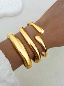 3/1pcs Simple Exaggerated Old Coin Decor Bangle Bracelet Set, For Women & Couples, Friendship, Summer Resort, Date, Daily Casual, Party Accessory