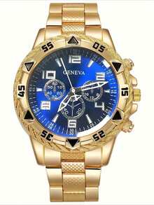 8件套男士金银商务时尚腕表套装，包含两套首饰和两块手表，锌合金表带，大圆形表盘，适合作为礼物、宴会、派对、圣诞节和万圣节礼物。 - 8件 - 查看 5