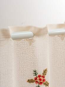 1 Stück Weihnachtsbaum bestickte Spitzen Kaffee Vorhang, Feiertags Dekor transparenter Vorhang