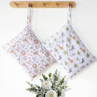 كيسان للغسيل للسفر - أكياس مقاومة للماء للملابس الرياضية والسباحة واليوغا بألوان نمط وشمس