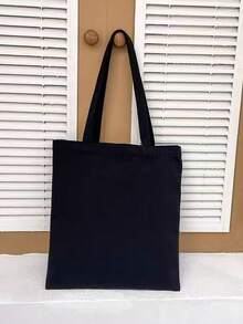 10/5/1 szt. Modna torba w jednolitym kolorze, beżowo-czarna, wielokrotnego użytku płócienna torba na zakupy, unisexowa składana torebka podróżna, duża pojemność, damska płócienna torba na ramię, prosty plecak studencki/szkolny, duży organizer na dokumenty podróżne