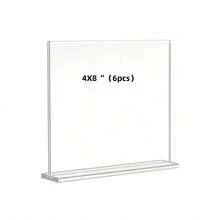 6pcs Set Acrylic Sign Holder, Vertical T-Shape Plastic Sign Holder With Stand, Double-Sided Clear Tabletop Acrylic Brochure Holder For Restaurant, Office, Shop, Home, Photo Frame Display - Transparent - View 9