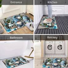 1 pièce Tapis de bain, tapis de cuisine, paillasson avec imprimé bonhomme de neige de Noël - Super doux en microfibre, convient pour la cuisine, la salle de bain, le paillasson décoratif