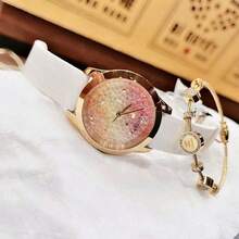 Guess Reloj para mujer con esfera de cristal plateado y correa de goma rosa y blanca - W1223L1/W1223L3