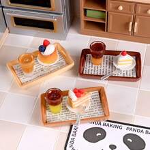 Dollhouse Miniature Food Play Coffee Sandwich Cake Beverage Set Mini Restaurant Breakfast Afternoon Tea Desktop Decoration