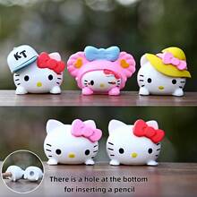 Sanrio 6件套Hello Kitty系列摆件，PVC材质，设计独特，是理想的礼物，用途广泛，适合圣诞节、情人节、收藏、装饰，也是送给女性的最佳礼物。