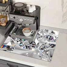 1 pieza Alfombrilla con patrón de diamante para máquina de café, almohadilla elegante y creativa para máquina de café, estera de diatomita, adecuada para máquinas de espresso y cafeterías, alfombrilla decorativa para secar platos