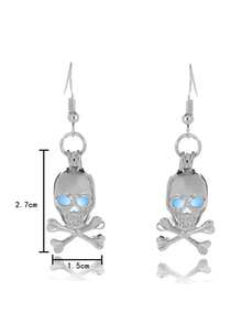 1 Pair Halloween Hip Hop Skull Glow In The Dark Earrings, Suitable For Women's Daily, Party And Festival Celebrations (Glows After Absorbing Light, Won't Glow Without Absorbing Light)