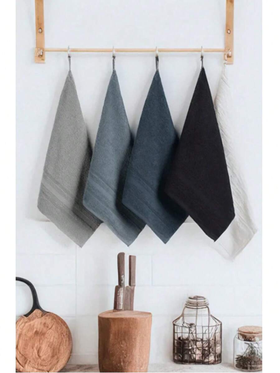 Premium 4-Piece Turkish Cotton Towel Set – 30x50 Cm, Hand & Face Towels, Soft, Absorbent & Durable – Made In Turkey - Dark Grey - View 1